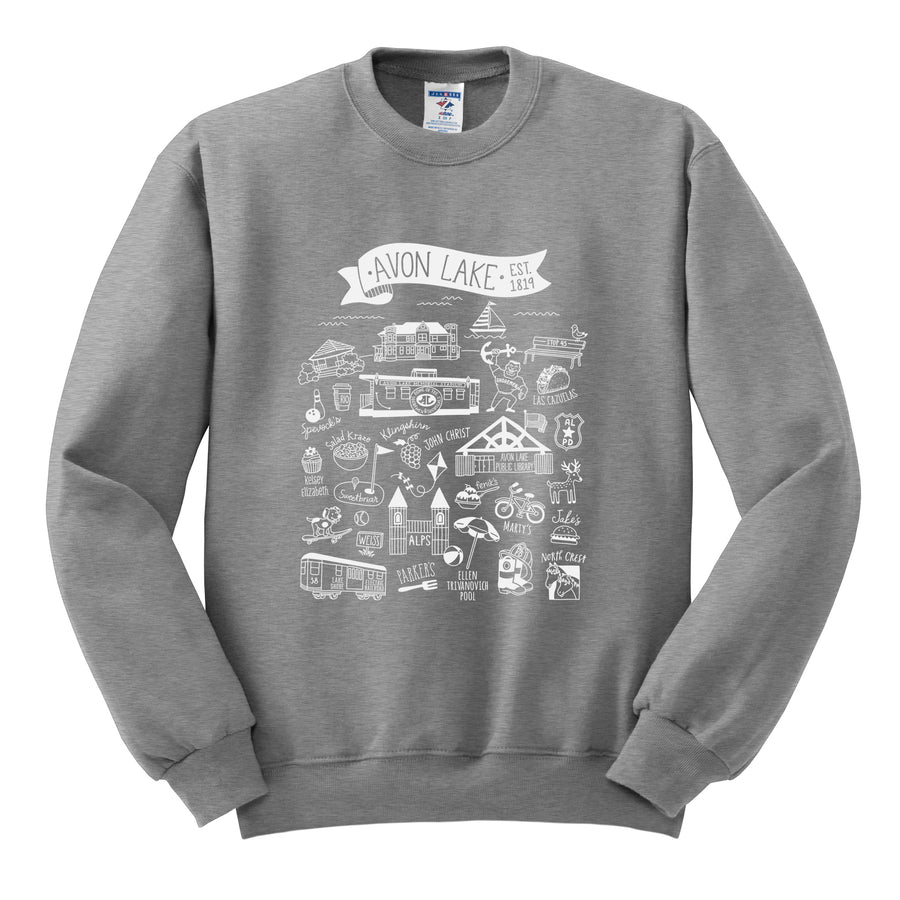 Avon Lake Favorite Places Adult Crew Neck Sweatshirt