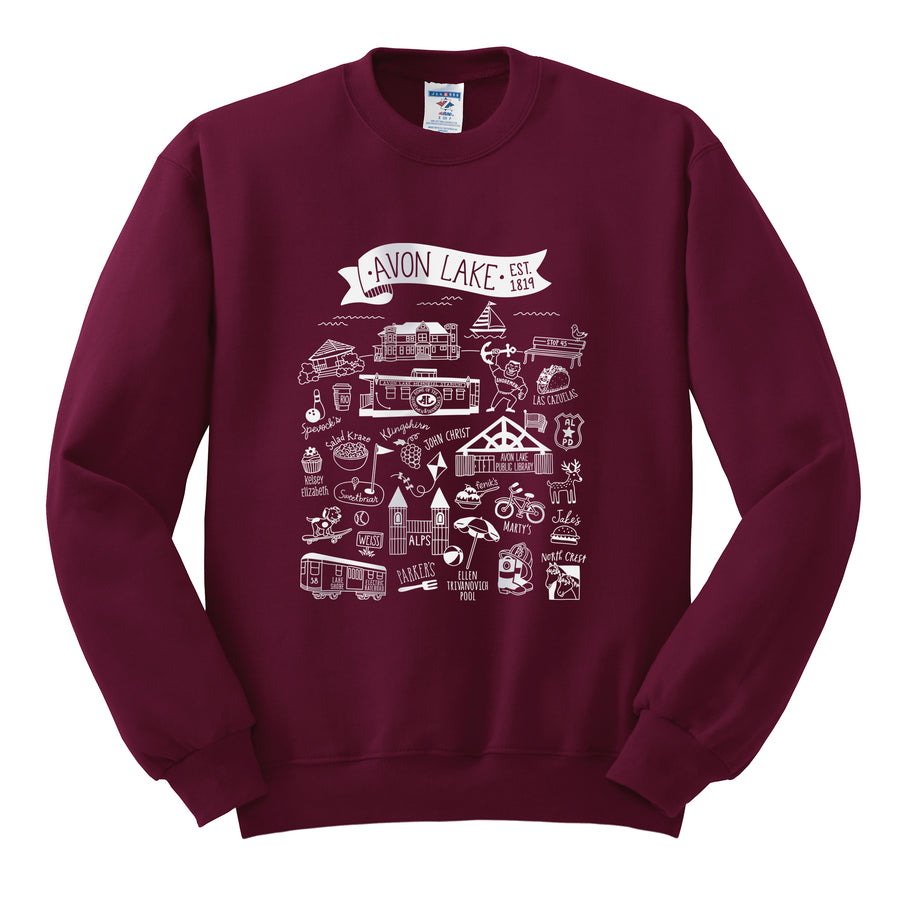 Avon Lake Favorite Places Adult Crew Neck Sweatshirt