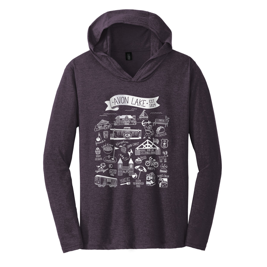 Avon Lake Favorite Places Adult Long Sleeve Hooded Tee